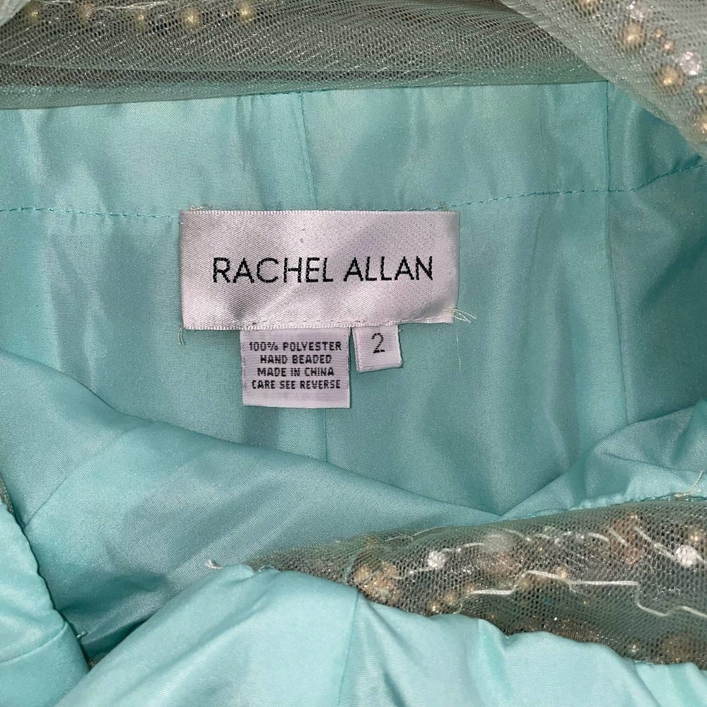 Vintage Rachel Allan dress maxi mermaid style beaded sea foam green SZ 2 formal - Picture 13 of 16